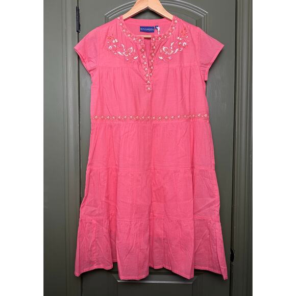 Ro's Garden Dresses & Skirts - NWT Ro's Garden Isabel Mini Cotton Voile Embroidered Resort Dress Pink Coral XS